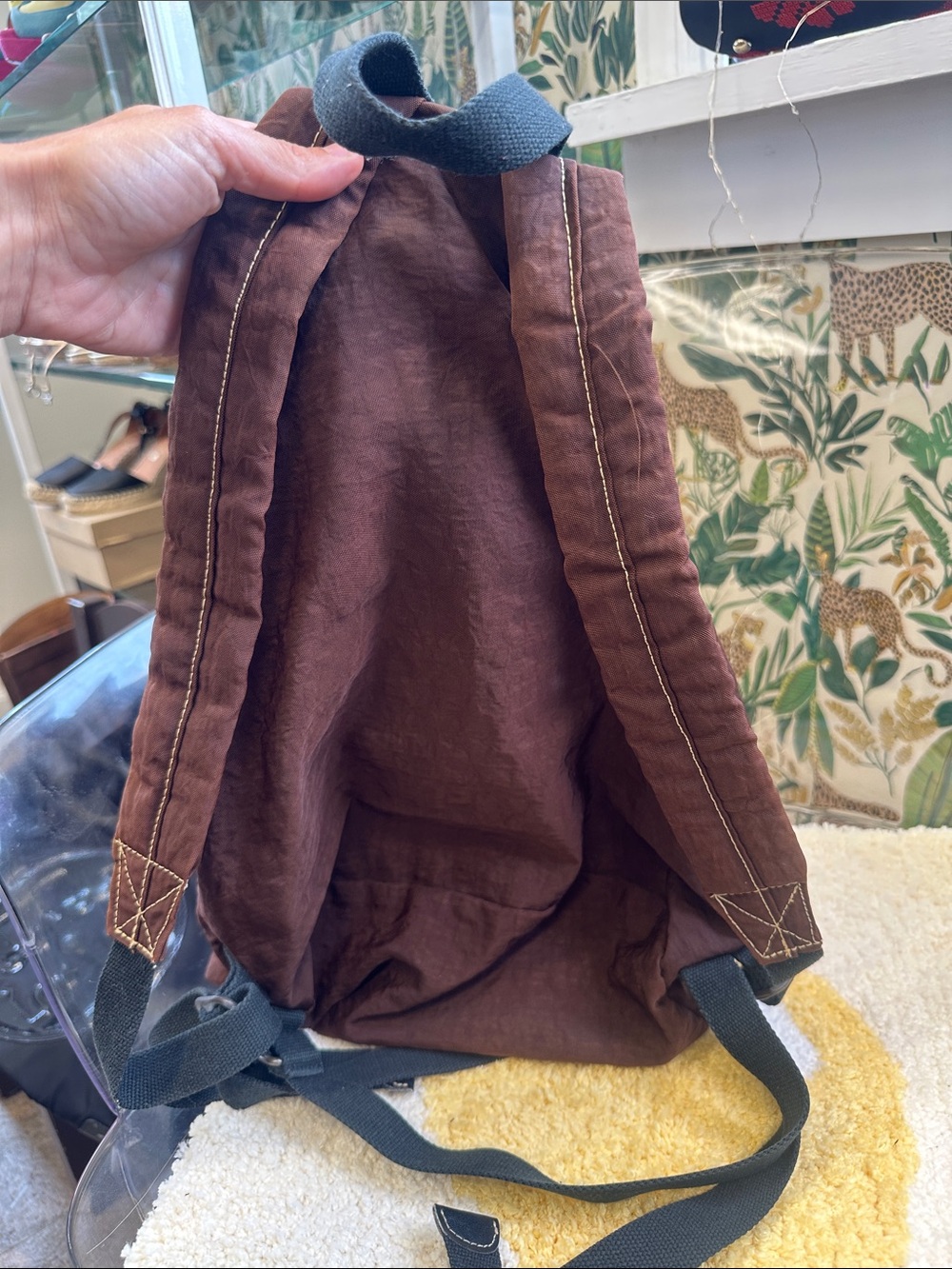 Kipling medium Brown Drawstring Backpack with Front Patch - Picture 10 of 10